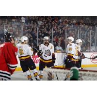 Chicago Wolves RW Ty Rattie Congratulates D Peter Harrold vs. the Rockford IceHogs