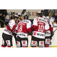 Aaron Johnson, Team Canada Celebrate Spengler Cup Winning Goal
