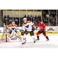 Lehigh Valley Phantoms Defend against the Portland Pirates