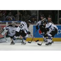 Idaho Steelheads and Goaltender Jack Campbell Defend against the Colorado Eagles