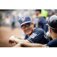 New Biloxi Shuckers Manager Mike Guerrero with the Milwaukee Brewers