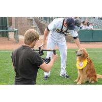 Trenton Thunder 1B Greg Bird and Bat Dog Derby Pose for an ESPN Camera