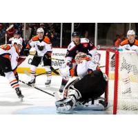 Lehigh Valley Phantoms Defend the Goal against the Hartford Wolf Pack