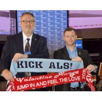KICK ALS! Founder Tom Fraehmke and Sky Blue FC Head Coach Christy Holly