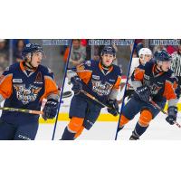Will Bitten, Nicholas Cammano and Luke Kirwan of the Flint Firebirds