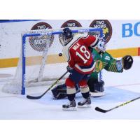 Curtis Valk of the Kalamazoo Wings Scores against the Toledo Walleye