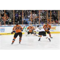Missouri Mavericks Goaltender Josh Robinson Makes a Save vs. the Colorado Eagles