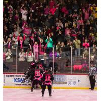 Fans Celebrate a Goal at Austin Bruins Paint the Rink Pink Game