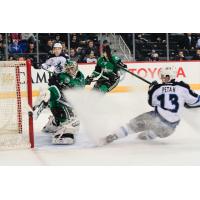 Texas Stars Goaltender Maxime Lagace Turns aside a Manitoba Moose Shot