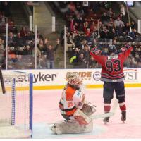 Justin Taylor of the Kalamazoo Wings Celebrates a Goal vs. the Fort Wayne Komets