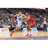 Kyle Hunt	of the Halifax Hurricanes Drives to the Basket against the Orangeville A's