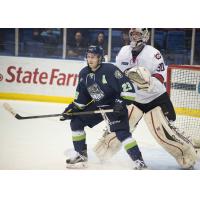 Blake Gober of the Bloomington Thunder in Front of the Chicago Steel Net