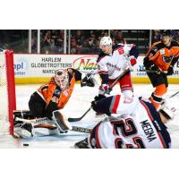 Lehigh Valley Phantoms Goaltender Anthony Stolarz Turns away a Hartford Wolf Pack Shot