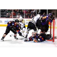 Lehigh Valley Phantoms Defend their Net against the Wilkes-Barre/Scranton Penguins