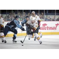 Chicago Wolves LW Yannick Veilleux with the Puck vs. the Milwaukee Admirals