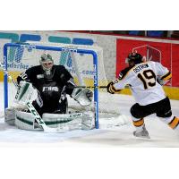 Idaho Steelheads Goaltender Philippe Desrosiers Faces Colorado Eagles Forward Kyle Ostrow