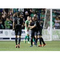 Colorado Springs Switchbacks FC Celebrate a Goal vs. OKC Energy FC
