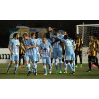Wilmington Hammerheads Celebrate a Goal vs. the Charleston Battery