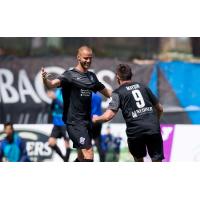 Marty Maybin Celebrates for the Colorado Switchbacks