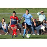 Sky Blue FC Midfielder Sarah Killion (Right) Battles Washington Spirit Defender Ali Krieger