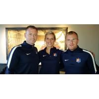 Sky Blue FC Head Coach Christy Holly, Goalkeeper Erin Nayler and Assistant Coach Paul Greig
