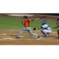 Lew Ford of the Long Island Ducks Swings Away