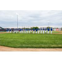 Sioux Falls Canaries Line up for the National Anthem