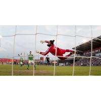 OKC Energy FC Goaltender Cody Laurendi Dives for a Shot