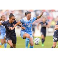 Vanessa DiBernardo of the Chicago Red Stars Battles for the Ball vs. Sky Blue FC