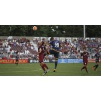 Sacramento Republic FC and LA Galaxy II Battle for a High Ball