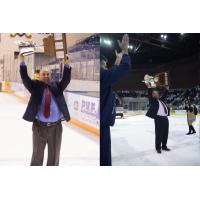 Pensacola Ice Flyers Head Coach Rod Aldoff Hoists the SPHL President's Cup