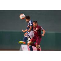 Sacramento Republic FC Contests a High Ball vs. Real Monarchs SLC