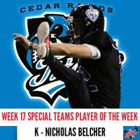 Cedar Rapids Titans K Nicholas Belcher