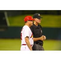 Memphis Redbirds Manager Mike Shildt Chats with an Umpire