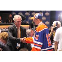 Peterborough Petes Goaltender Dylan Wells and Craig MacTavish Shake Hands