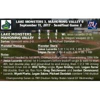 9/11 NYPL Semifinal Game 2: Vermont 3, Mahoning Valley 0 (Vermont Wins Series 2-0)