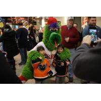 The Phillie Phanatic with Lehigh Valley Phantoms fans