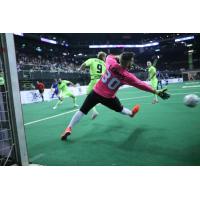 Milwaukee Wave Goalkeeper Josh Lemos deflects a shot on goal