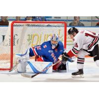 Kitchener Rangers Goaltender Mario Culina stops the Guelph Storm