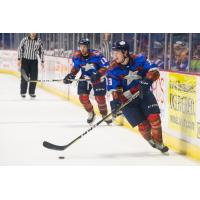 Tulsa Oilers Forward Evan Richardson handles the puck