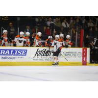 Lehigh Valley Phantoms Forward Greg Carey with the Phantoms bench