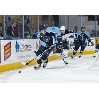 Jack Dougherty of the Milwaukee Admirals corrals the puck vs. the Manitoba Moose