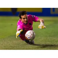 Las Vegas Lights FC Goalkeeper Ricardo Ferrino makes a diving save vs. the Swope Park Rangers