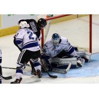 Vancouver Giants Defenceman Matt Barberis eyes the Victoria Royals' goal