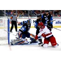 Allen Americans Left Wing Braylon Shmyr gets a shot against the Wichita Thunder