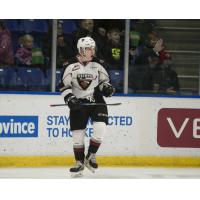 Vancouver Giants Defenceman Bowen Byram reacts to a goal