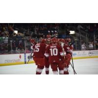 Allen Americans huddle up after a David Makowski goal