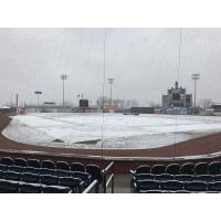 Snow covers Whitaker Bank Ballpark, home of the Lexington Legends