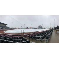 A snowy Whitaker Bank Ballpark, home of the Lexington Legends