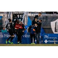 Colorado Springs Switchbacks celebrate a goal against Rio Grande Valley